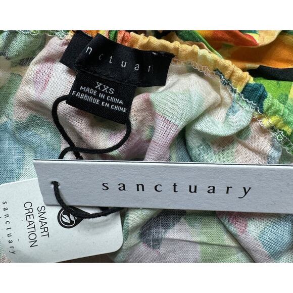 Sanctuary Cami Floral Print Tiered Top Shirt Linen Blend Women’s Size XXS NEW - Picture 6 of 7